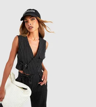 Pinstripe Wrap Waistcoat