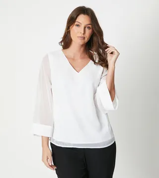 V Neck Chiffon Top