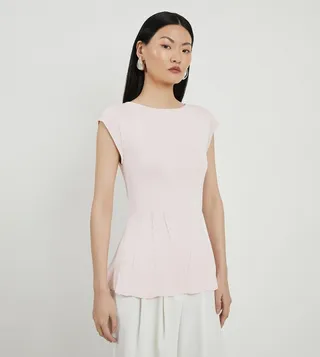 Viscose Blend Knit Peplum Top
