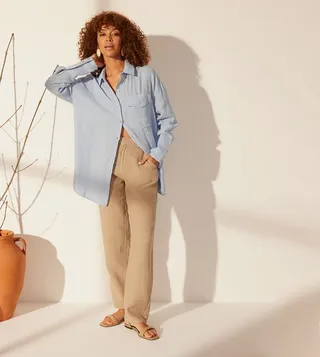 Linen Oversized Long Sleeves Shirt