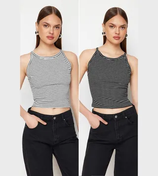 Pack of 2 Striped Sleeveless Tops
