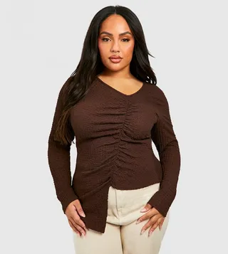 Curve Textured Asymmetric Hem Top