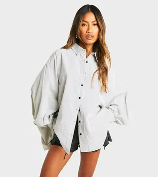 Fine Striped Volume Sleeves Oversized Shirt