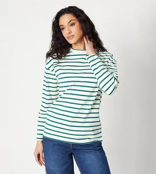 Striped Relaxed Fit Long Sleeves Top