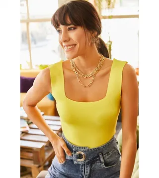 Square Neck Knit Top