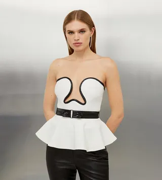 Corset Style Knit Peplum Top