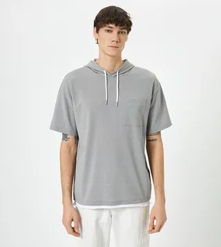 Pocket Detail Hooded T-Shirt