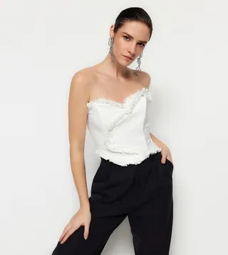 Fitted Lined Tasseled Bustier