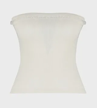 Ribbed Strapless Garnished Crop Top