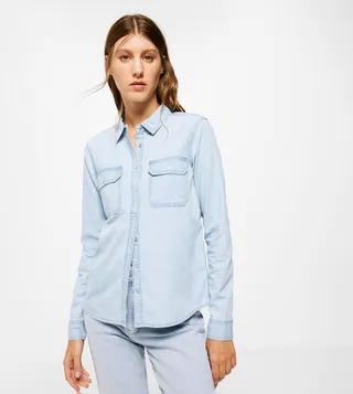 Washed Long Sleeves Denim Shirt