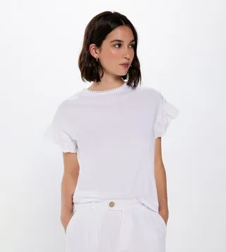 Solid Flounce Sleeves Top