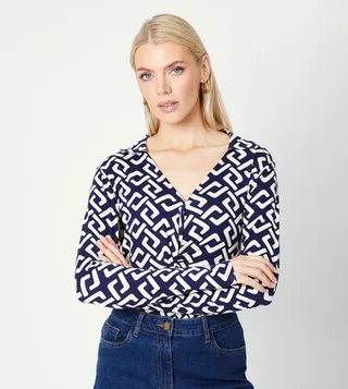 Collared Jersey Twist Top