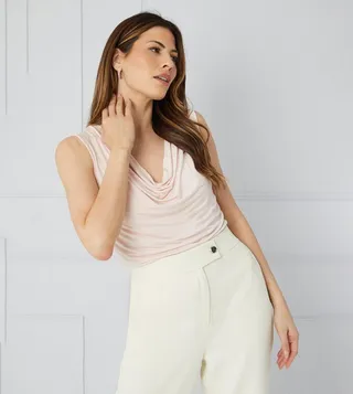 Tall Cowl Neck Sleeveless Top