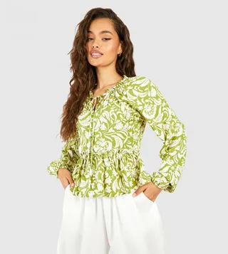 Paisley Balloon Sleeves Blouse