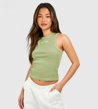 Dsgn Studio Embroidered Ribbed Racer Vest Top
