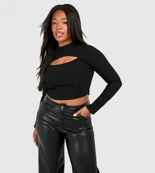 Curve Keyhole Neck Bengaline Crop Top