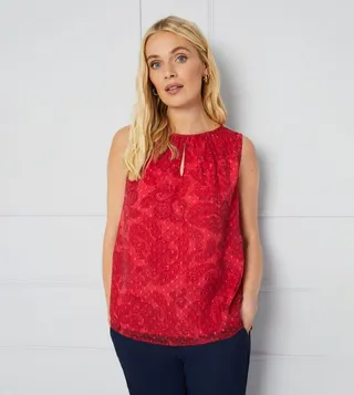 Petite Paisley Dobby Sleeveless Top