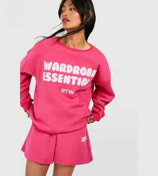 Wardrobe Puff Print Sweatshirt Short Tracksuit