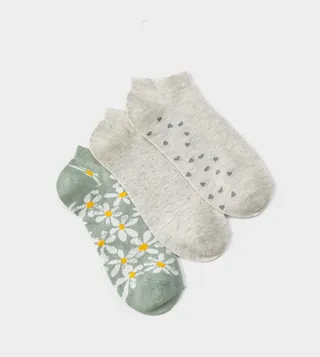 Pack of 3 Floral Patterned Ankle Length Socks