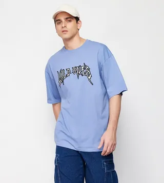 Embroidered Crew Neck Oversized T-Shirt