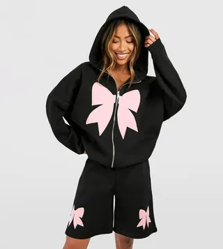 Bow Applique Sweat Shorts