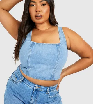Curve Denim Crop Top