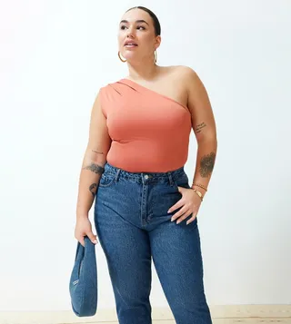 Solid One Shoulder Bodysuit Top