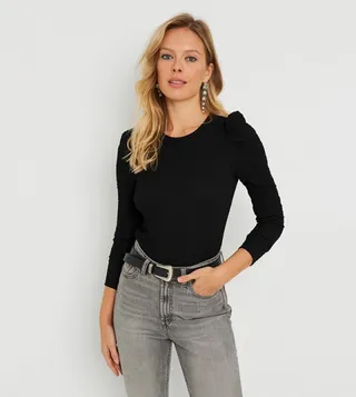 Solid Long Sleeves Wrap Top
