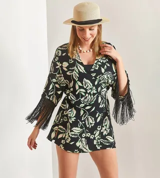 Fringed Wrap Kimono
