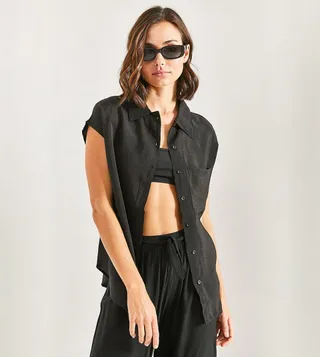 Crinkle Sleeveless Ayrobin Shirt