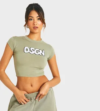 Dsgn Studio Appliqued Crop T-Shirt