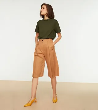 Stand Up Collar Basic Knitted T-Shirt