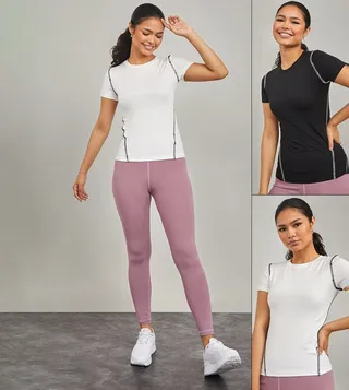 2-Pack Contrast Stitch Detail Active T-Shirts
