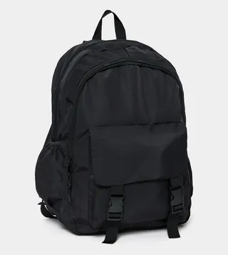 Buckle Pocket Detail Solid Backpack