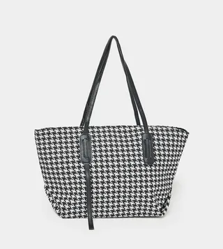 Houndstooth Print Tote Bag