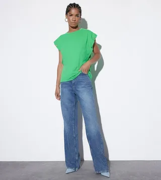 Solid Button Detail Crew Neck T-Shirt