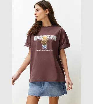 Printed Oversized Crew Neck T-Shirt