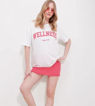Printed Crew Neck Oversized T-Shirt