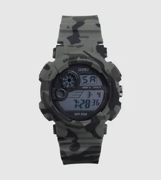 Digital Round Grey Dial Watch