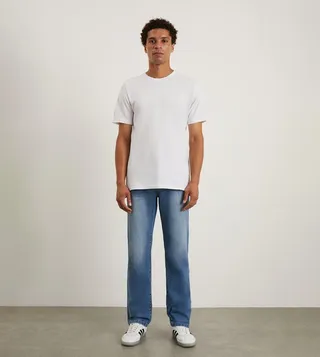 Stone Wash Straight Fit Jeans