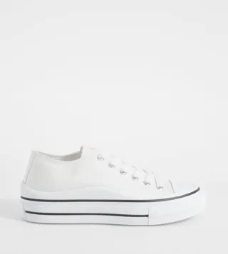 Platform Chunky Lace Up Canvas Shoes