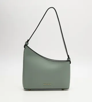 Metal Accent Asymmetric Shoulder Bag