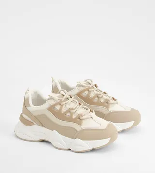 Paneled Lace-Up Chunky Runner Sneakers