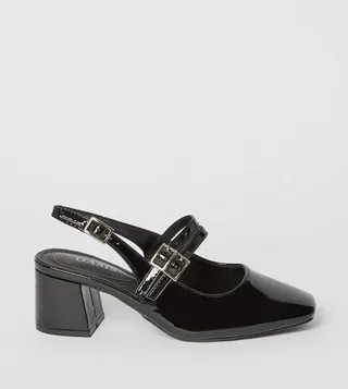 Vivian Slingback Double Strap Square Toe Mary Jane Pumps