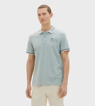 Typographic Print Short Sleeves Polo T-Shirt