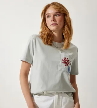 Embroidered Crew Neck T-Shirt