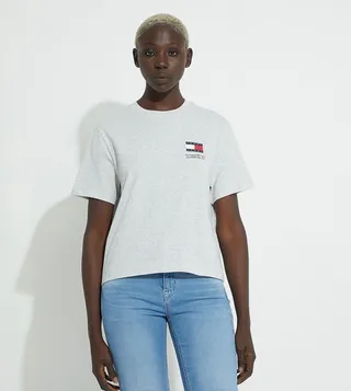 Logo Flag Detail Crew Neck T-Shirt