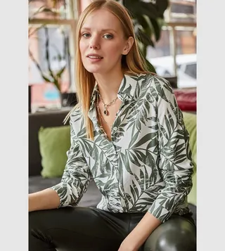 Palm Patterned Viscose Shirt