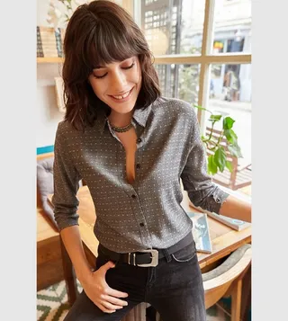 Printed and Flowy Textured Shirt