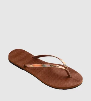 You Metallic Open Toe Flip-Flops